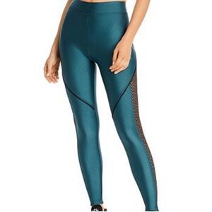 Koral Agenda Mesh Inset Leggings Size XS Shiny Green Made in USA